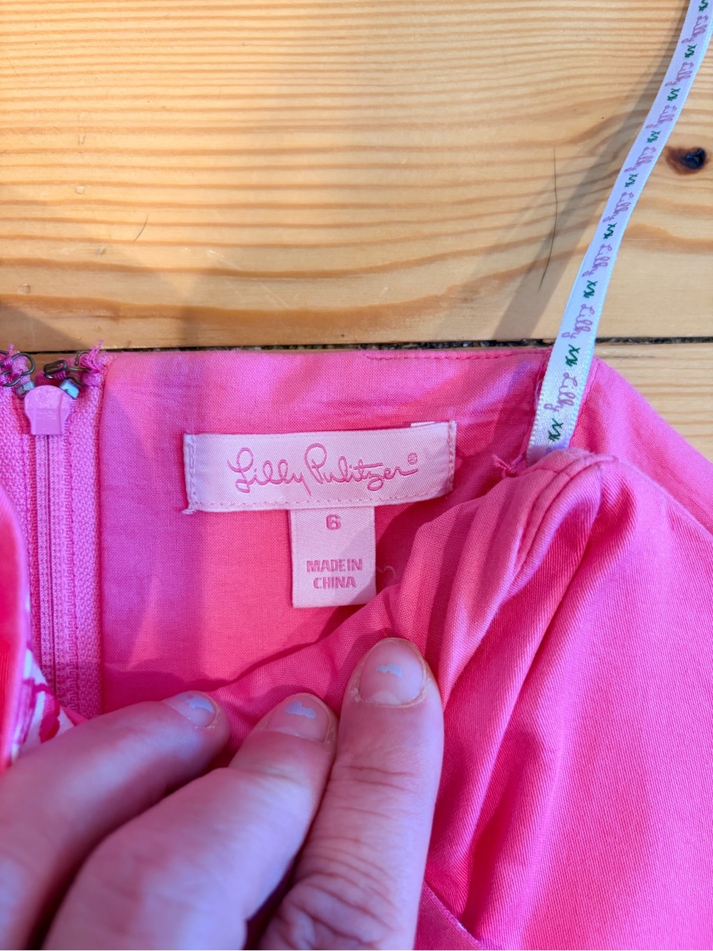 Lilly Pulitzer Strapless Hot Pink Beaded Waist Dress - Picture 5 of 8